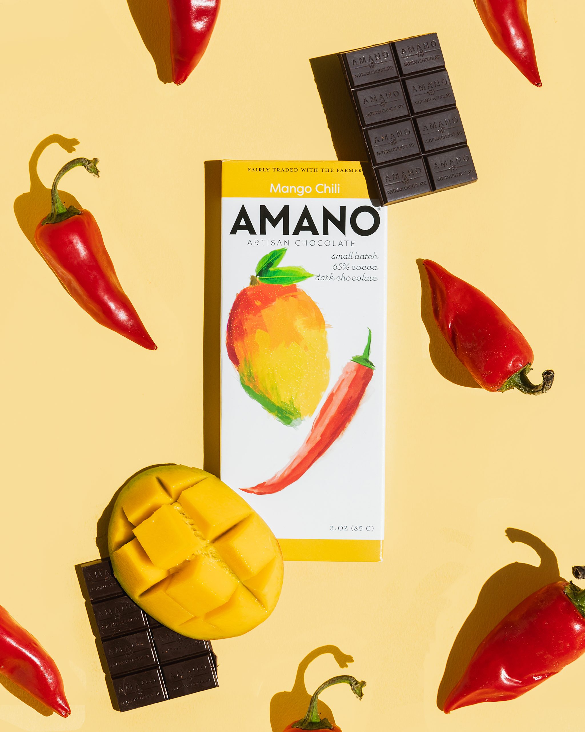 Mango Chili Gourmet Chocolate Mango Chili Amano Artisan Chocolate with real red chilis and mango natural flavors