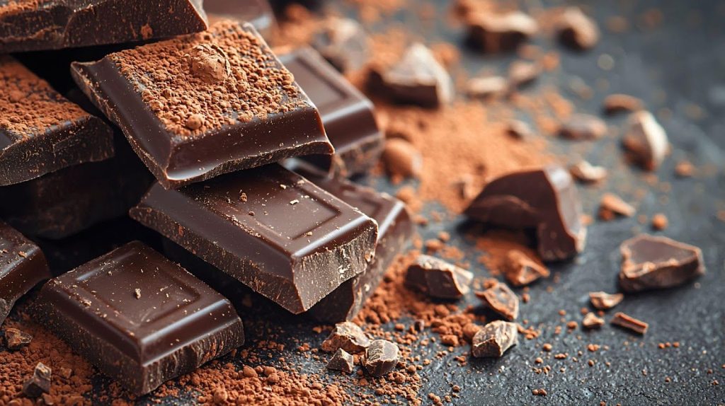 An assortment of chocolate bars emphasizing their antioxidant properties and health benefits